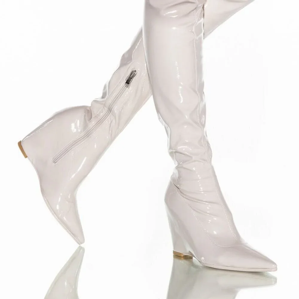 AZALEA WANG PULL UP WEDGE BOOT IN BONE ( BRAND NEW !!!!!)